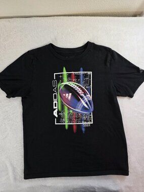 Adidas Boys Graphic Football Tee Black Youth Medium 10/12